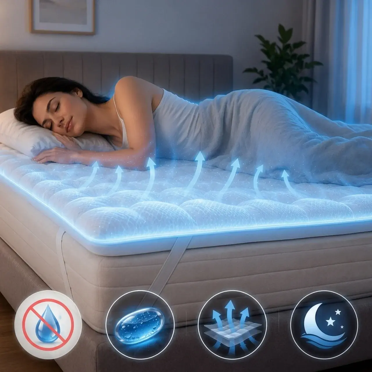 Gel refrescante e estrutura transpirável